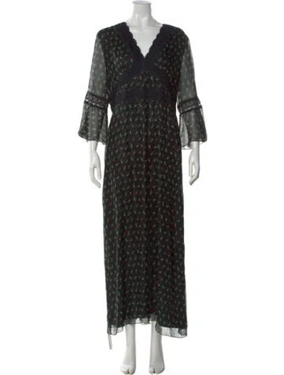 Pre-owned Anna Sui Floral Print Long Dress In Multi