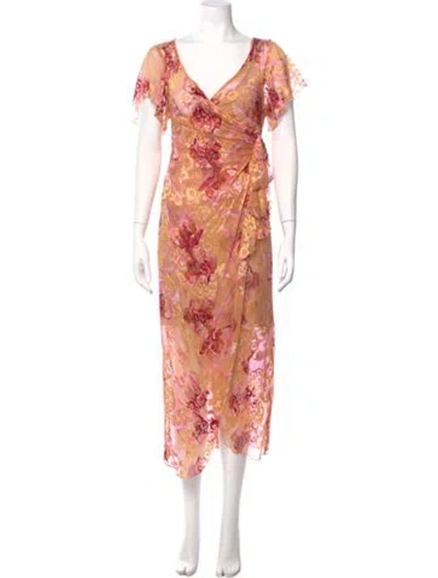 Pre-owned Anna Sui Floral Print Long Dress In Neutral