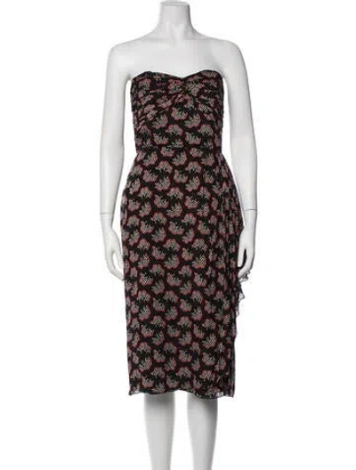 Pre-owned Anna Sui Floral Print Midi Length Dress In Black