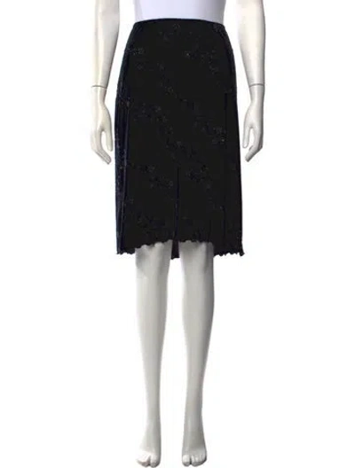 Pre-owned Anna Sui Floral Print Midi Length Skirt In Black