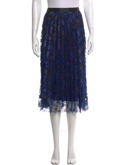 Pre-owned Anna Sui Floral Print Midi Length Skirt W/ Tags In Blue