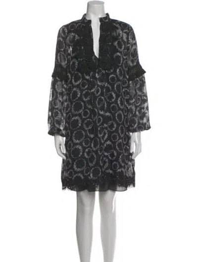 Pre-owned Anna Sui Floral Print Mini Dress In Black