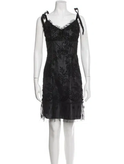 Pre-owned Anna Sui Floral Print Mini Dress In Black