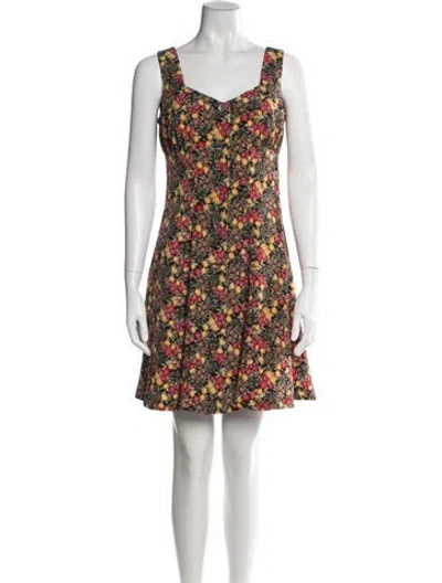 Pre-owned Anna Sui Floral Print Mini Dress In Black