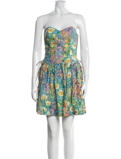 Pre-owned Anna Sui Floral Print Mini Dress In Black