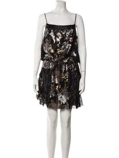 Pre-owned Anna Sui Floral Print Mini Dress In Black