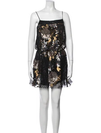 Pre-owned Anna Sui Floral Print Mini Dress In Black