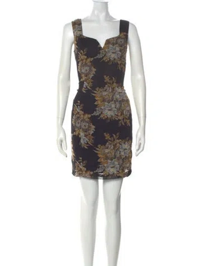 Pre-owned Anna Sui Floral Print Mini Dress In Blue