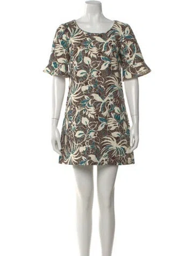 Pre-owned Anna Sui Floral Print Mini Dress In Brown