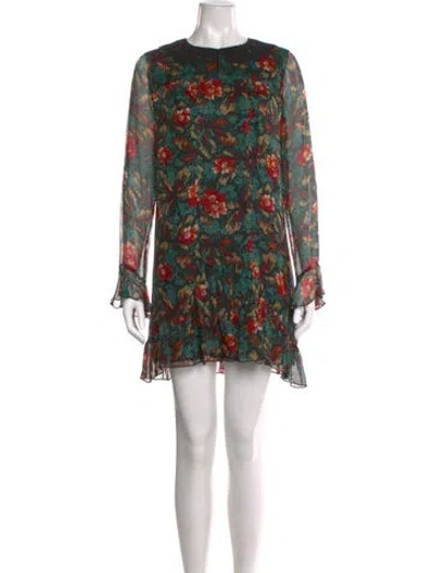 Pre-owned Anna Sui Floral Print Mini Dress In Green