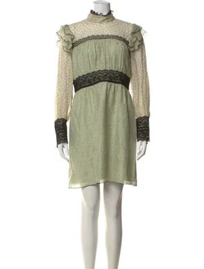 Pre-owned Anna Sui Floral Print Mini Dress In Green