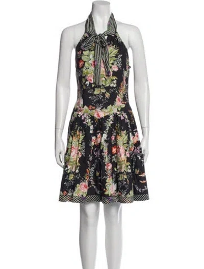 Pre-owned Anna Sui Floral Print Mini Dress In Multi