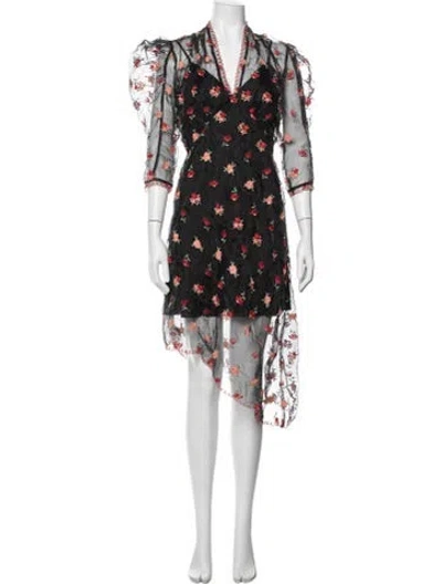 Pre-owned Anna Sui Floral Print Mini Dress In Multicolor