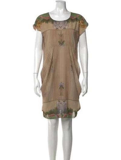 Pre-owned Anna Sui Floral Print Mini Dress In Neutrals