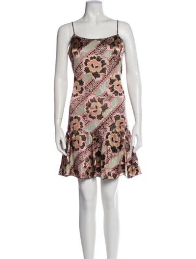 Pre-owned Anna Sui Floral Print Mini Dress In Pink