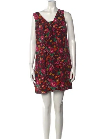 Pre-owned Anna Sui Floral Print Mini Dress In Pink