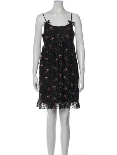 Pre-owned Anna Sui Floral Print Mini Dress In Purple