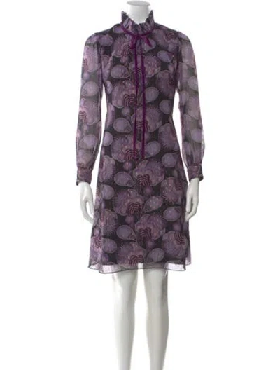 Pre-owned Anna Sui Floral Print Mini Dress In Purple