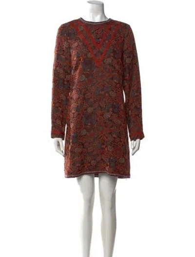 Pre-owned Anna Sui Floral Print Mini Dress In Red