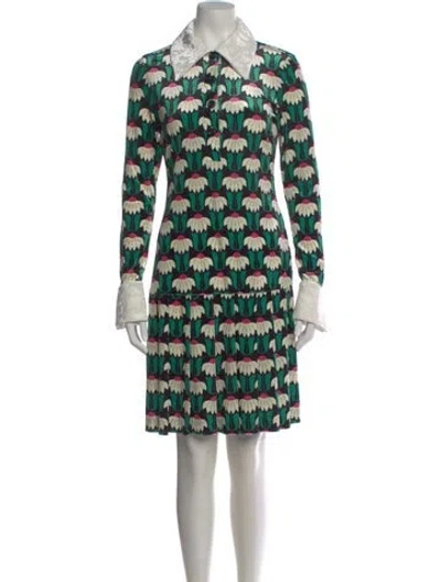 Pre-owned Anna Sui Floral Print Mini Dress W/ Tags In Green