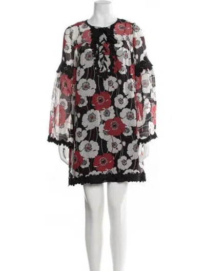 Pre-owned Anna Sui Floral Print Mini Dress W/ Tags In Multi