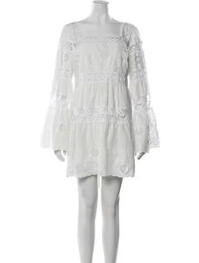 Pre-owned Anna Sui Floral Print Mini Dress In White