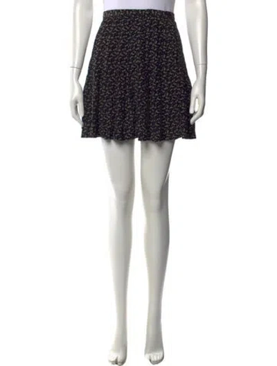 Pre-owned Anna Sui Floral Print Mini Skirt In Black