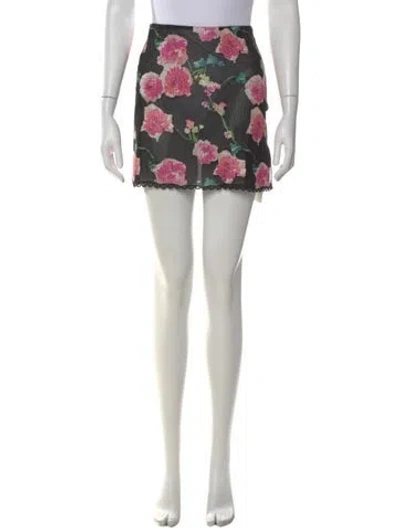Pre-owned Anna Sui Floral Print Mini Skirt In Neutral