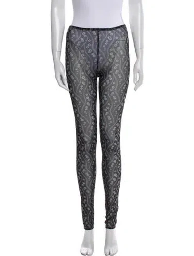 Pre-owned Anna Sui Floral Print Sweatpants In Silver