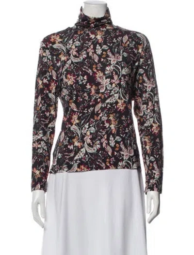 Pre-owned Anna Sui Floral Print Turtleneck Top In Multi
