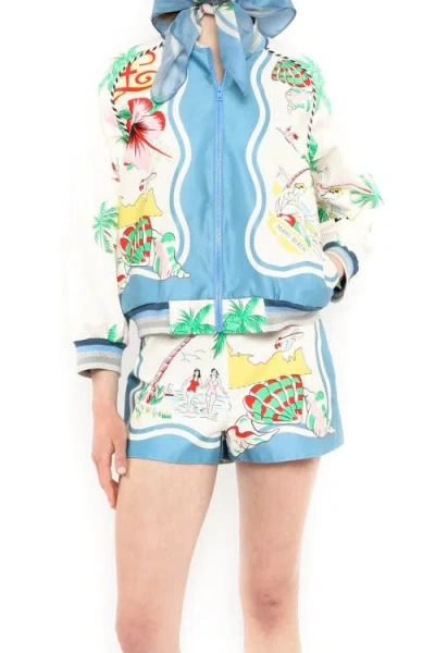 Anna Sui Florida Cotton Sateen Baseball Jacket In Multi