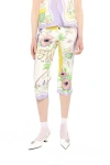 Anna Sui Florida Cotton Sateen Capri Pants In Lavender Multi