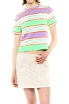 Anna Sui Fluorescent Stripe Knit Top In Lavender Multi