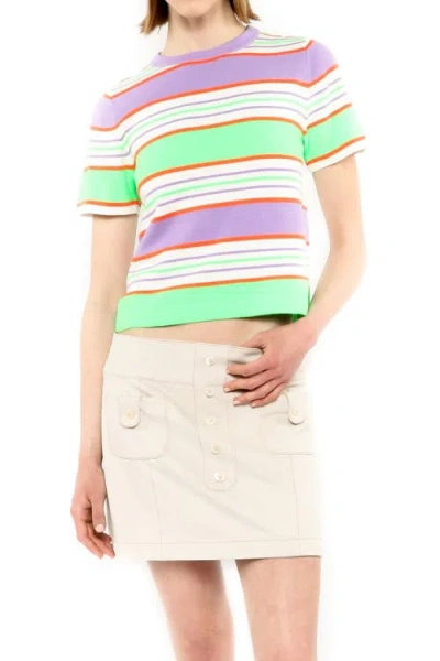Anna Sui Fluorescent Stripe Knit Top In Lavender Multi