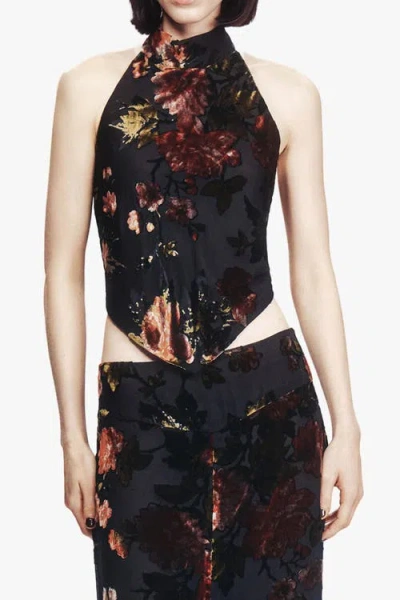 Anna Sui Folia Devore Halter Top In Black