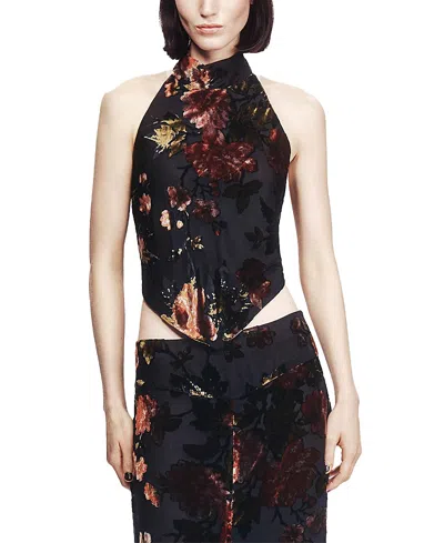 Anna Sui Folia Devore Halter Top In Yellow