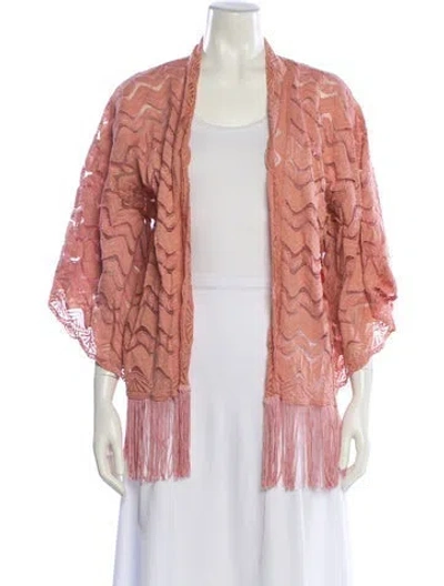 Pre-owned Anna Sui Fringe Trim Accent Cover-up In Pink