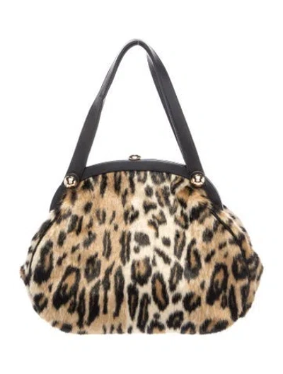 Pre-owned Anna Sui Fur Top Handle Bag W/ Tags In Neutral