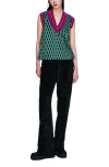 Anna Sui Glitter Geo Jacquard Pullover Vest In Green