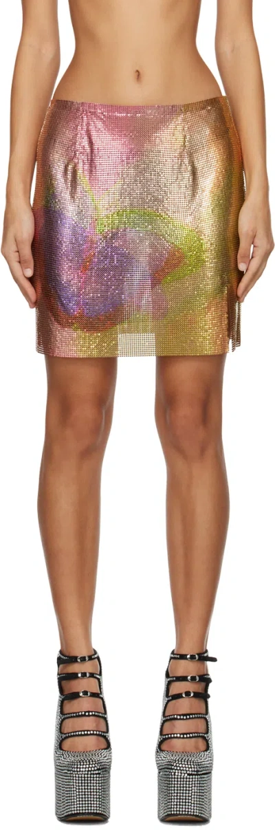 Anna Sui Gold Impressionism Butterfly Miniskirt In Gold Multi