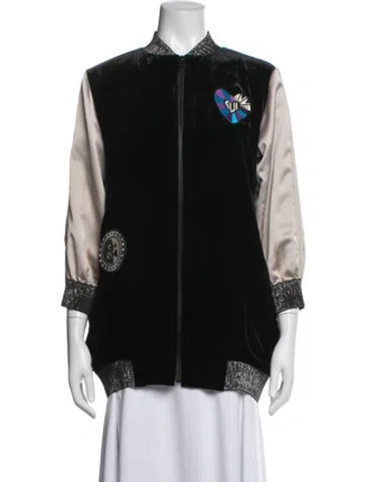 Pre-owned Anna Sui Graphic Print Bomber Jacket In Black