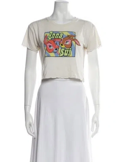 Pre-owned Anna Sui Graphic Print Crew Neck Crop Top In Neutral