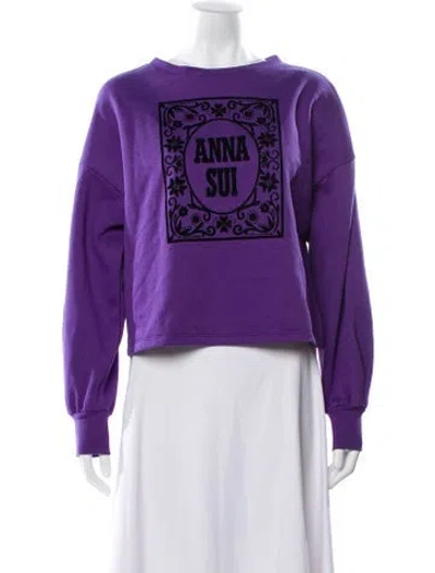 Pre-owned Anna Sui Graphic Print Crew Neck Sweatshirt In Purple