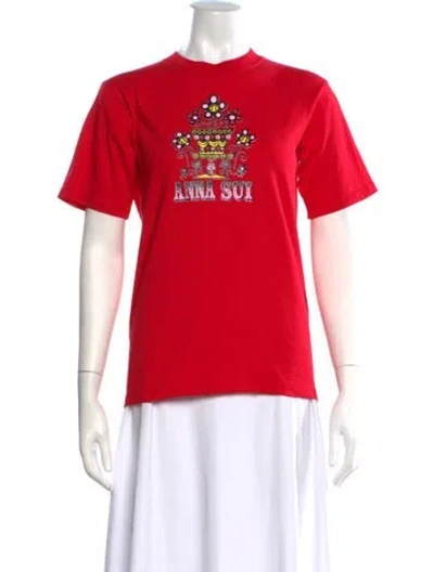 Pre-owned Anna Sui Graphic Print Crew Neck T-shirt In Red