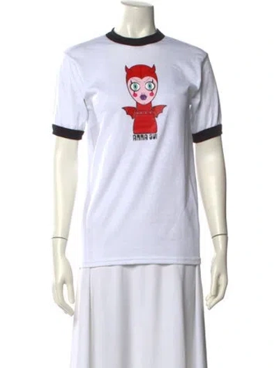 Pre-owned Anna Sui Graphic Print Crew Neck T-shirt In White
