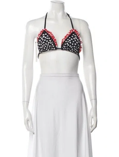 Pre-owned Anna Sui Graphic Print Ruffle Embellishment Top In White