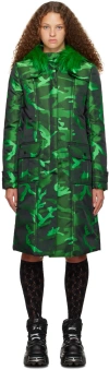Anna Sui Green Camouflage Coat In Green Multi