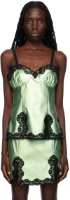Anna Sui Green Metallic Faux-leather Camisole In Peppermint