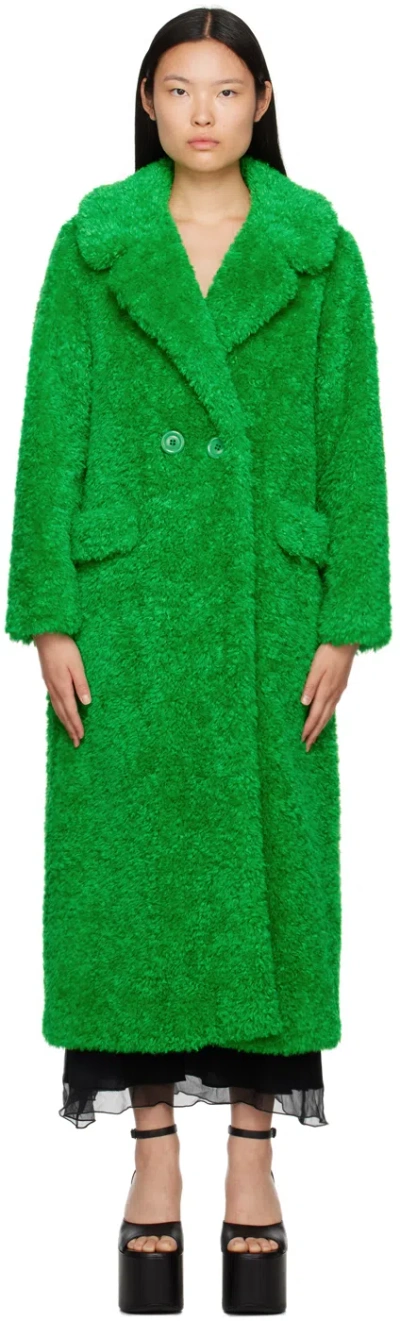 Anna Sui Green Notched Coat In Clover