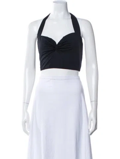 Pre-owned Anna Sui Halterneck Sleeveless Crop Top W/ Tags In Black/white
